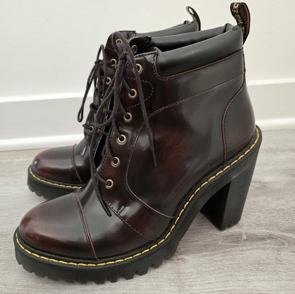 Martens Burgundy Heeled Platform Averil Arcadia Lace Up Ankle